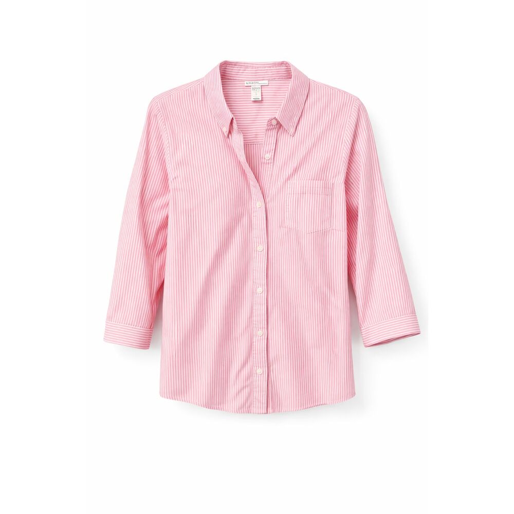 Old Navy‎ Tiny Fit Shirt Womens L Pink White Stripe Cotton Button Down Preppy